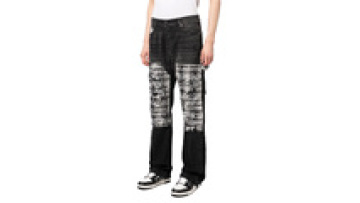 Custom Black Denim Patches Stitch Ripped Jeans Mens Loose Straight Jeans For Men Stylish1