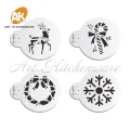 4pcs/pc Christmas Gifts Cookie Stencil Cake Mold Plastic Stencil Template Cupcake Baking Tools for Fondant Cookie Tools