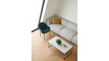 BR-24A06 Modern Deep Green Fabric Armchair with Sleek Black Metal Legs