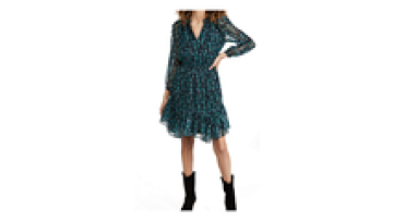 Chinese Clothing Manufacturers Women Linen V Neck Button Midi Wrap Print Dress1