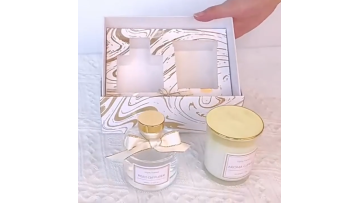 Platinum gift box: 100ml round bottle reed diffuser+ 100g scented candle luxury gift set1