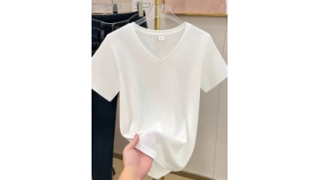 Ice silk high-end women's summer V-neck short-sleeved T-shirt