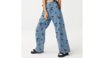 New Fashion Custom Womens Loose Wide Leg Butterfly Printed Jeans for Women Pants1