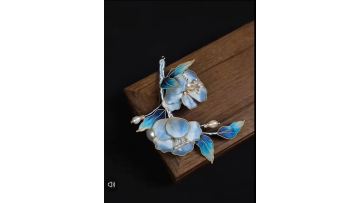 Light Blue Handmade Filigree Intangible Cultural Heritage Flannel Flower Brooch