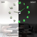 New Luminous Wall Clocks Large Clock watch Horloge 3D DIY Acrylic Mirror Stickers Quartz Duvar Saat Klock Modern mute