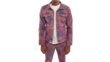 New Products Men's Denim Jacket High Street Hip Hop Slim Fit Tie Dye Denim Jacket1