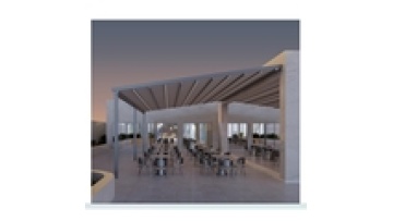 Black and White Waterproof Motorized Bioclimatic Pergola with Grey Acrylic Remote Control1