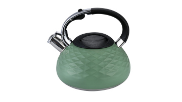 Green diamond-shaped stainless steel stove top kettle FH-643
