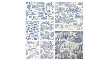 Blue ink Chinese Sketch Historical Scenes Toile de Jouy Print French Fabric for tablecloth Upholstery1