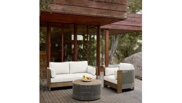 Patio Garden Wooden Sofa Sets Rope Weave Teak Couch Outdoor Furniture1