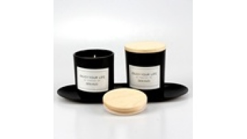 200ml Factory Wholesale Luxury Aroma Black Candle Jar Perfumed Fragrance Candle Glass Holder with Wooden Cork1