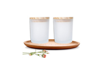 Factory Supply 4oz 6oz 8oz 10oz 12oz 14oz Glass Candle Jars Frosted Candle Jars with Wooden Lids1
