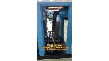 Test run of a 50HP permanent magnet variable frequency screw air compressor