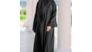 New Luxury Lace Trimmed Open Abaya Muslim Women's Robe with Hijab Set Middle East Ramadan Style1