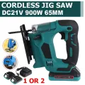 900W Cordless Jig Saw Electric Jigsaw Metal Blade Portable with Batteries Metal Woodworking Power Tool 4 Adjustable Angles 21VF