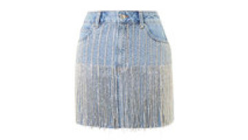 High Quality Fashion High Waist Beaded Tassel Mini Denim Jeans Skirt for Lady1