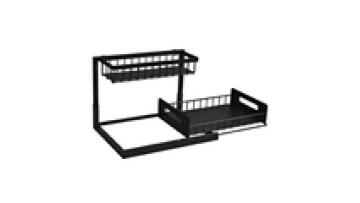 2 Tier Carbon Steel Spice Kitchen Rack Pull Out Sliding Shelf Under Sink Organizer for Kitchen Cabinet Storage Drawer1