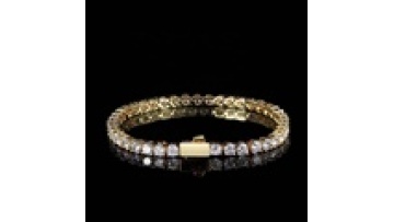 2024 New Gold Plated CZ Tennis Bracelet with Spring Buckle1