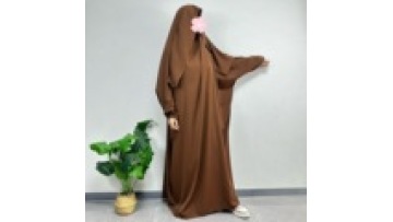 Dubai Elastic One Piece Prayer Dress Nida Muslim Jilbab Modest Khimar Hijab Abaya Set1