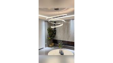 Modern stainless steel round crystal chandelier