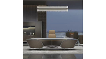 LED Multi-Functional L-Shaped Executive Desk, Modern Wood Veneer Office Desk for President and Manager1