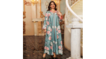 Fashion Printing Dubai Saudi Eid Al-Adha Clothing for Women Lapel Collar Abayas Muslim Moroccan Islamic Loose Kebaya1