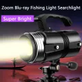 Night Fishing Light Blue Light Searchlight Super Bright Xenon High Power Portable Light Laser Purple/White Light Zoom Flashlight