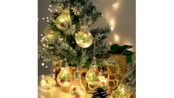 Enchanting LED Bubble Lamp Featuring Pine Needle and Snowflake Art1