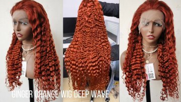 Wholesale Ginger Orange Colored Full Lace Frontal Wigs Human Hair Deep Wave Brazilian Hair 13x4 Transparent HD Lace Front Wig1