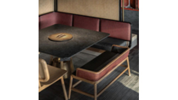 Cheap wholesale commercial furniture coffee shop I shape leather and wood sectional  booth sofa for  bench restaurants1