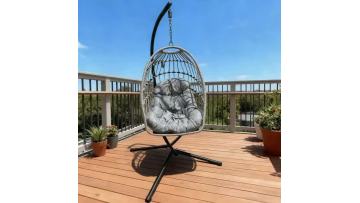 BR-25HBC01 Outdoor Hanging Egg Chair: Weather-Resistant Wicker Swing for Balcony & Patio