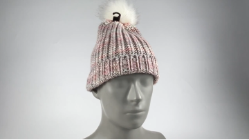 beanie hat with cuff and Pom
