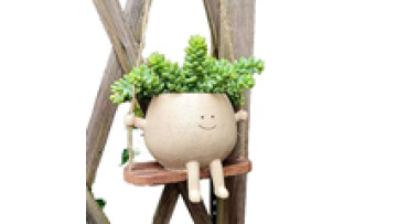 Hanging Resin Swing Planter with Cute Smiling Face for Succulents and String of Pearls1