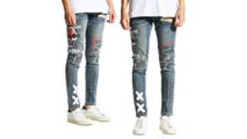 Ripped Dead Heavens Denim Quality Street Mens Distressed Jeans Custom Graffiti Skinny Jeans Men1