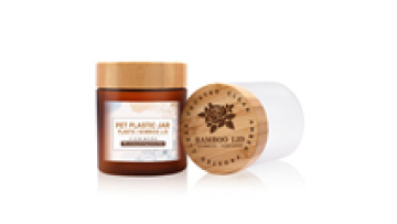 Frosted Clear Amber Cosmetic Jar with Bamboo Lid for Body Butter and Cream (150ml/250ml)1
