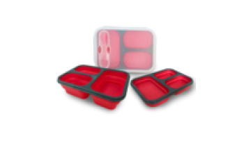Wholesale Custom Bpa Free food grade silicone Leakproof Food Storage Containers Foldable Bento Lunch Box with fork1