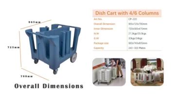 Dish and Tray Foodservice Carts Kitchen Restaurant Dirty Plate Cart Adjustable Dish Caddy