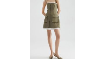 Metal Zipper Strap Short Skirt