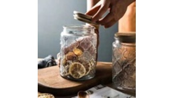 Factory Custom Design Unique Glass Candy  Various sizes With Bamboo Lids Storage Jar1