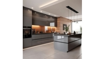Modern Gray MDF Kitchen Cabinets Set: Custom Plywood Cupboard Designs1
