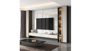 New modern minimalist TV cabinet combination background wall cabinet one rock board living room furniture set small apartment1