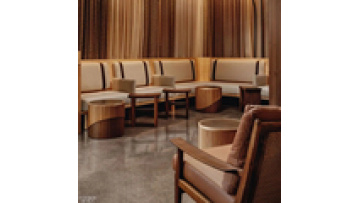 Low price commercial furniture coffee shop I shape leather and wood sectional restaurants sofa  booth bench1