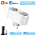 Smart Life WiFi Socket 2 Plug Energy Monitoring Individual Control Wireless APP Control Alexa Compatible EU Smart Plug Timer