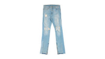 Custom Jeans Distressed Knee Full Length Zipper Fly Denim Slim Jeans1