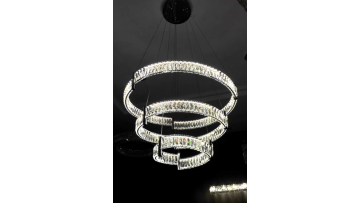 3 Tiers Ring Crystal Round Pendant Light