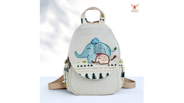 B389 Elephant series cotton and linen backpack