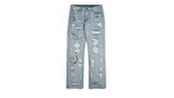 Wholesale Hip Hop Custom  Embroidery Loose Street Wear Straight Denim Pant Jeans For Mens1