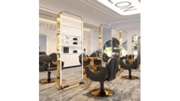 Free sample with light style modern mounted simple LED wall hotel hair cutting European Barber salon gold mirror1