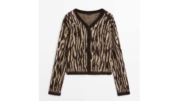 Women's alpaca animal striped cardigan