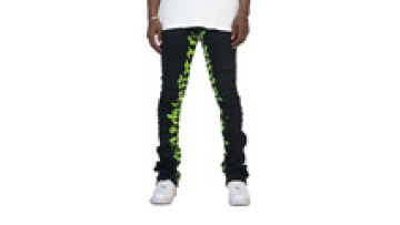 Manufacturer Street Wear Distressed Ripped Stacked Denim Pants Screen Print Custom Flare Skinny Jeans For Men1